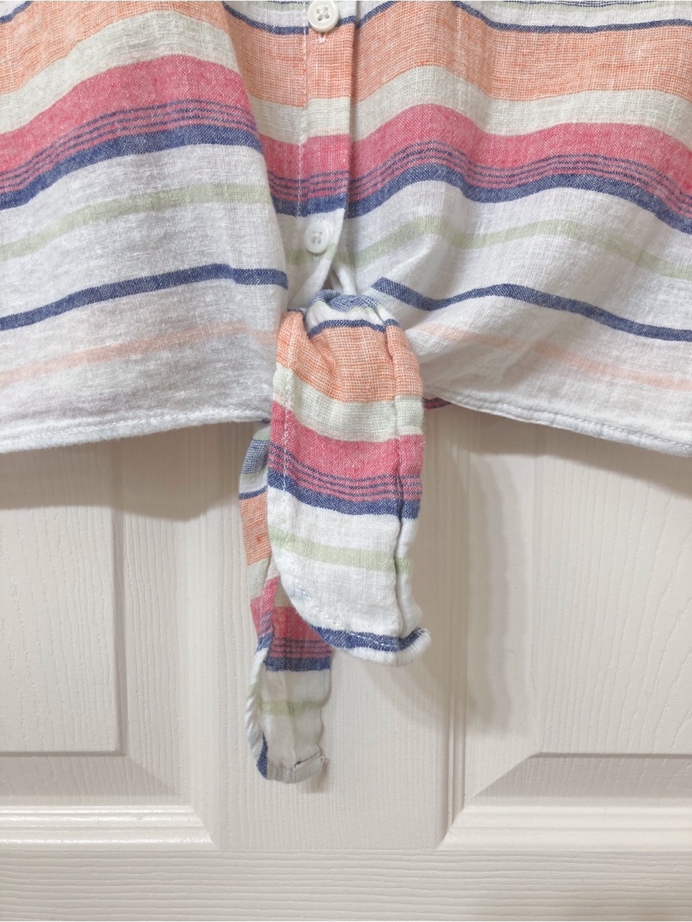 Beach Lunch Lounge White Striped Linen Blend Collared Shirt Small Preppy Resort - Picture 3 of 5